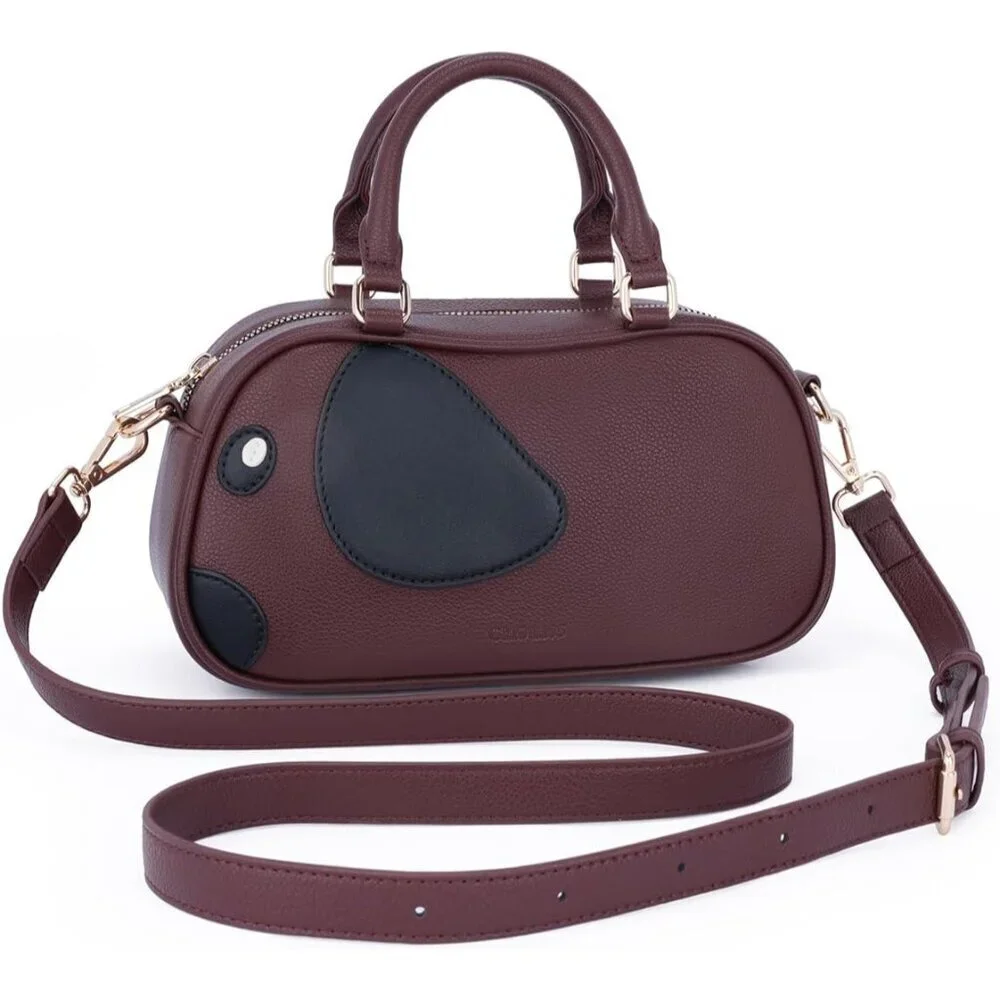 Small Faux Leather Crossbody Purse for Women Girl Dog Shape with Zipper